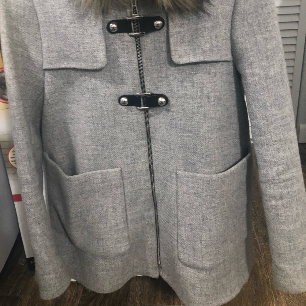 Gray Coat with fur lined hood